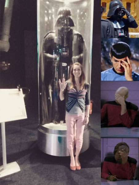 This girl mistakes Star Wars for Star Trek and shames Darth Vader, Dr.Spock and crew.