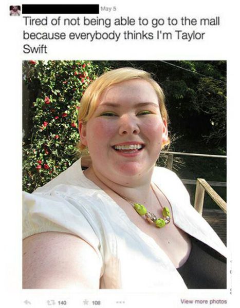 This poor woman can't even go to the mall due to the fact she looks exactly like Taylor Swift.