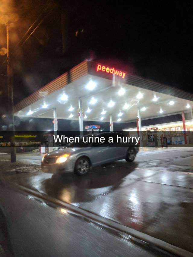 When urine a hurry.