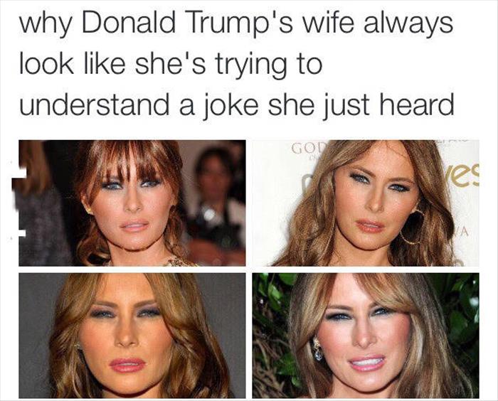 Why does Donald Trump's wife always look like she is trying to understand a joke?