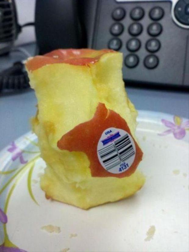Why peel off the label when you can just eat around it?