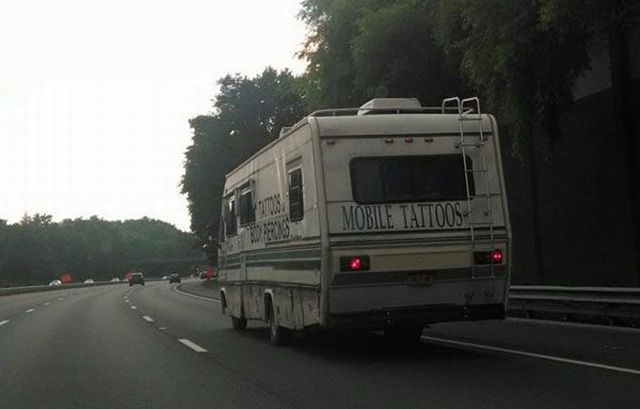 Would you get a tattoo from this mobile motorhome shop?