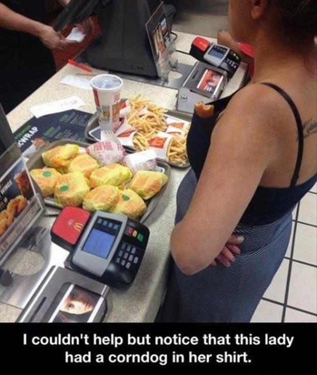 Yea can I get 10 cheeseburgers, 10 fries and a diet coke please. I will save my half eaten corn dog for later.