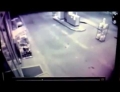 Drunk guy runs right into the automatic sliding glass doors at the gas station.