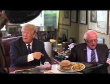 Donald Trump learns very quickly that Bernie Sanders does not like to share his food.