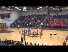 Girls High School Volleyball Point Ends With A Spike To The Face Followed By A Trip To An Innocent Bystander.
