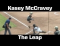 Army softball player Kasey McCravey hurdles the catcher in epic fashion.