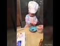 16 month old girl is already an amazing Chef who can crack an egg  with the best of them.