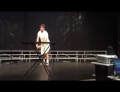 Epic high school talent show water bottle flip.