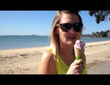 Woman Enjoying An Ice Cream Cone On The Beach When A Bird Drops A Bomb Directly On Her Cone Which Of Course She Licks Right Up And Then She Gets A Bomb Dropped On Her Head. Real Or Fake You Decide.