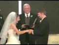 Groom messes up reciting the wedding vows and the bride can't stop laughing.