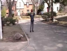 Two kids perform amazing basketball trick shots with a perfect swish every time.