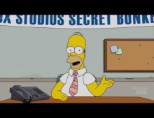 Homer answers questions live on The Simpsons.