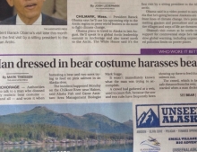 Alaska News Headline: Man dressed in bear costume harasses bears.