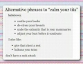 Alternative phrases to 'calm your tits'.