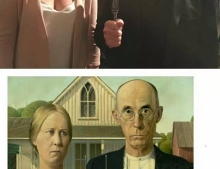 Amy Schumer and J.K. Simmons are dead ringers for the 'American Gothic' painting. 
