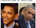 Barack Obama's freshman year vs senior year.