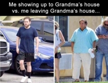 Before and after going to Grandma's house.