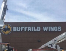 Buffalo Wild Wings sign installation fail.