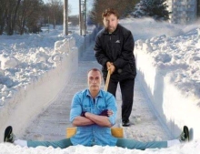 Chuck Norris and Jean-Claude Van Damme snow removal.