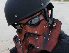 Custom leather Star Wars Stormtrooper motorcycle mask.