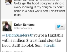 Deion Sanders sets his son straight on Twitter.