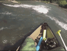 Dog Gets Tossed Out Of A Boat While Going Through Some Rapids On A River But His Owner Quickly Retrieves Him. The Dog Seems To Enjoy The Thrill Of It All Since Its Tail Never Stops Wagging.