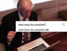 Donald Trump learning about his new job as the President of the Unites States.