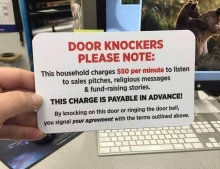 Door knockers please note.