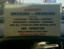 The taxi drivers in Las  Vegas really know how to have a good time.