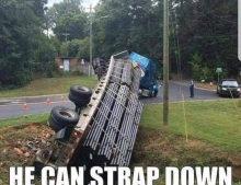 He's a pro at strapping down a load.