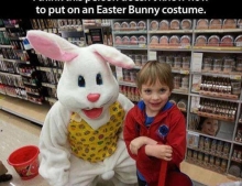 I think this person doesn't know how to put on an Easter bunny costume.