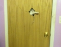 If you ever hear your cat scratching your door to get in it is a good idea to open it otherwise this could happen to you.