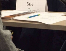 Her name is Sue Yu and she better go to law school.