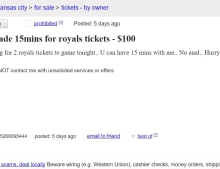 Kansas City Royals fan is willing to do anything for tickets....except anal.