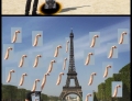 Man asks internet users for help to photoshop the Eiffel Tower under his finger.