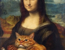 Fat Cat Art has greatly enhanced the Mona Lisa. She looked so lonely before.