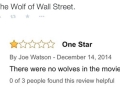 One star rating for 'The Wolf of Wall Street'.