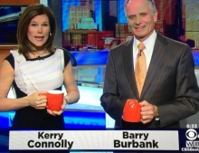 News Meteorologist Barry Burbank Holds His Cup Upside Down On The Air. Perhaps That Is A Sign There Is No Rain In The Forecast.