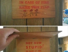 In case of fire raise this flap.
