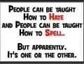 People can be taught how to hate and people can be taught how to spell.