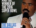 Steve Harvey announces the winner of the 2016 Super Bowl.