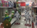 Stormtroopers holding the Teenage Mutant Ninja Turtles hostage at Target.