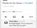 Taco Bell asks a guy on Twitter what he got for dinner and he gives them all the details.