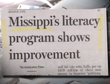 The literacy program in Mississippi is showing improvement. Not.