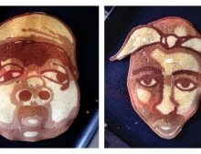 The Notorious B.I.G. and Tupac Shakur tribute in the form of pancakes.