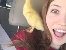 The only acceptable time to have a duck face in a selfie.