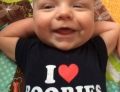 This baby loves boobies.