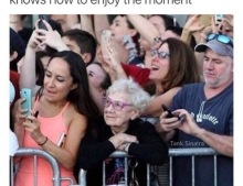 This lady comes from a generation that knows how to enjoy the moment.