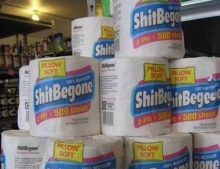 ShitBegone toilet paper is straightforward and pillow soft.